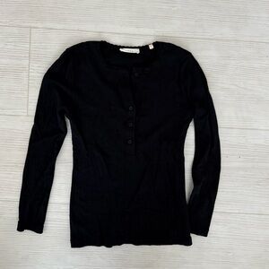 XS Doen Paola Black Button-Down long sleeve tee